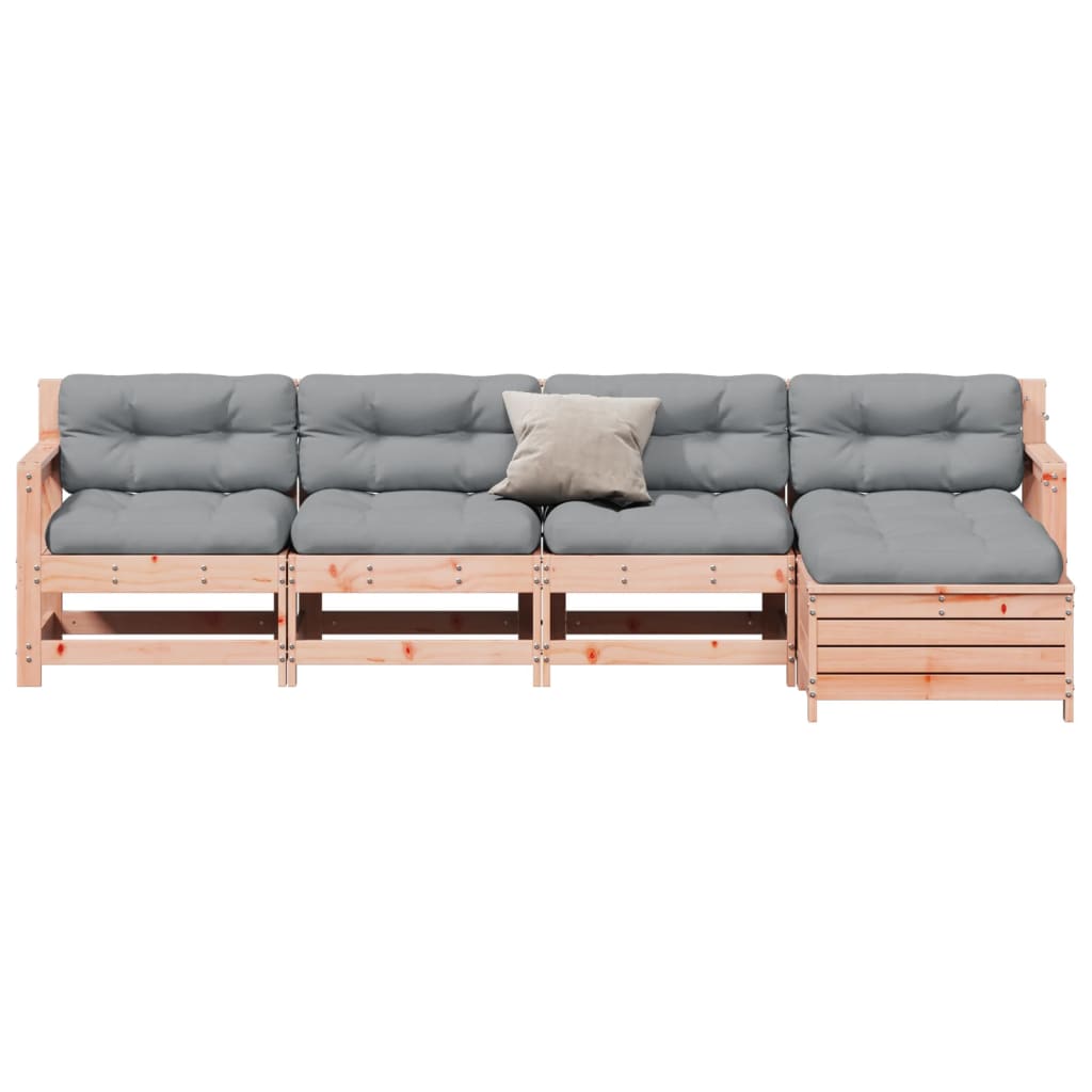 loungesæt til haven 5 dele med hynder massivt træ douglasgran