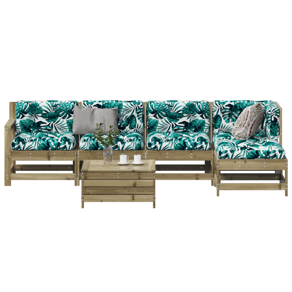 loungesæt til haven 6 dele med hynder imprægneret fyrretræ