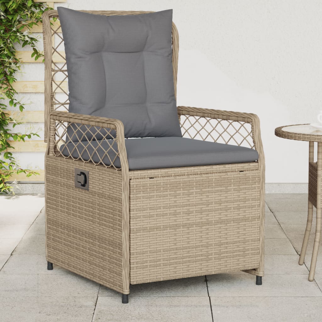 havestole 2 stk. med lænefunktion polyrattan beige