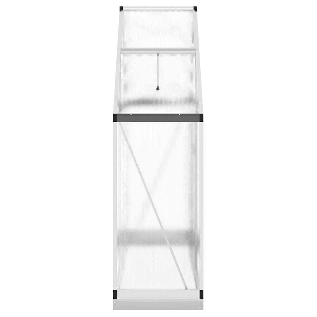 drivhus med fundamentramme 169x58x202 cm aluminium sølvfarvet