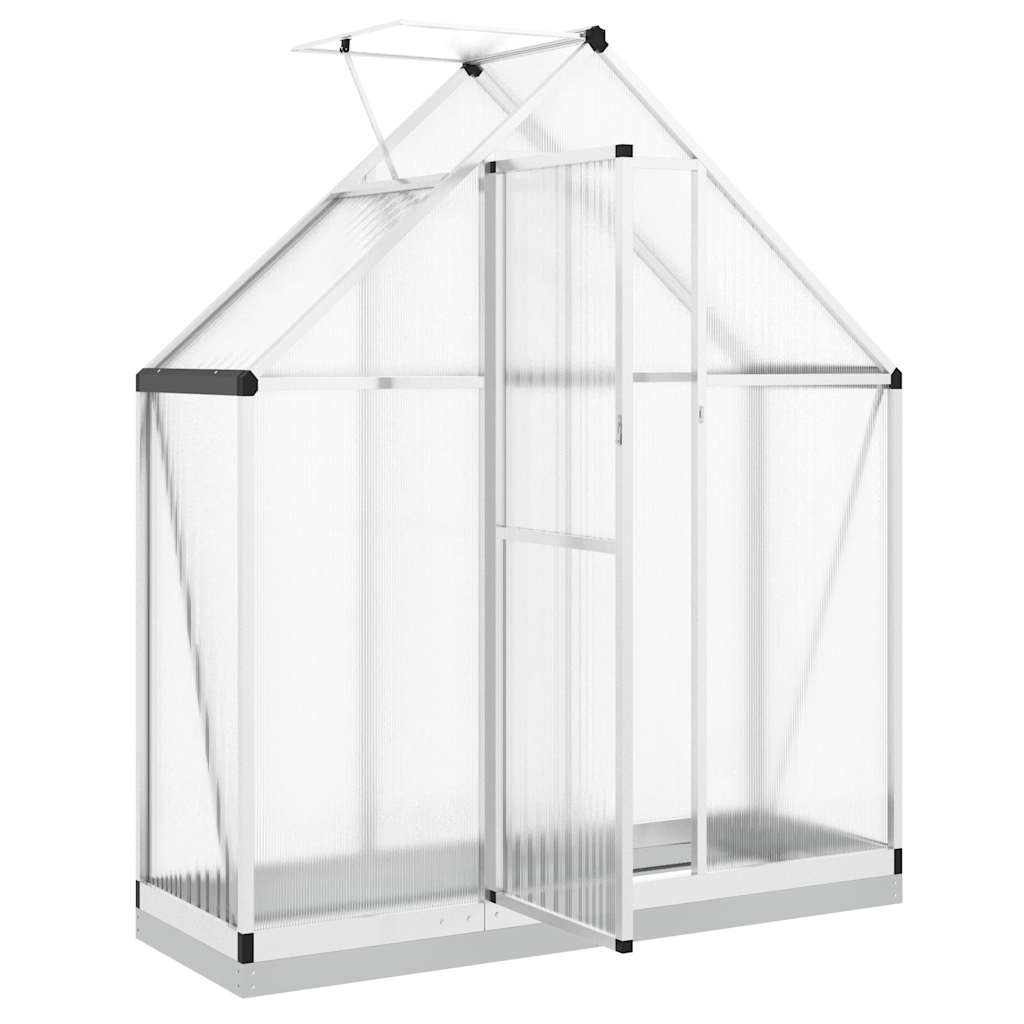 drivhus med fundamentramme 169x58x202 cm aluminium sølvfarvet