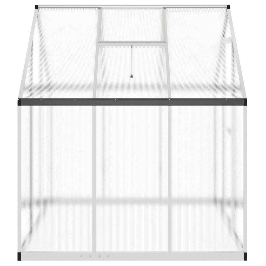 drivhus med fundamentramme 169x169x195 cm aluminium sølvfarvet
