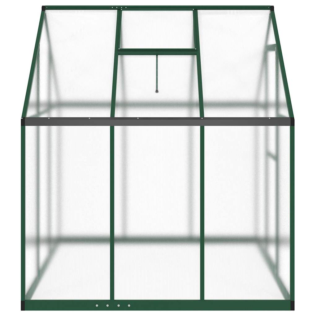 drivhus med fundamentramme 169x169x195 cm aluminium grøn