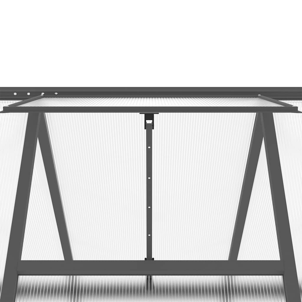 drivhus med fundamentramme 169x169x202 cm aluminium antracitgrå