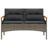 havebænk med hynder 116x62,5x74 cm polyrattan grå