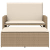 havebænk med hynder og fodskammel polyrattan beige