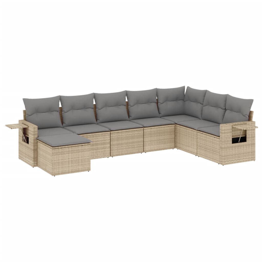 sofasæt til haven 8 dele med hynder polyrattan beige