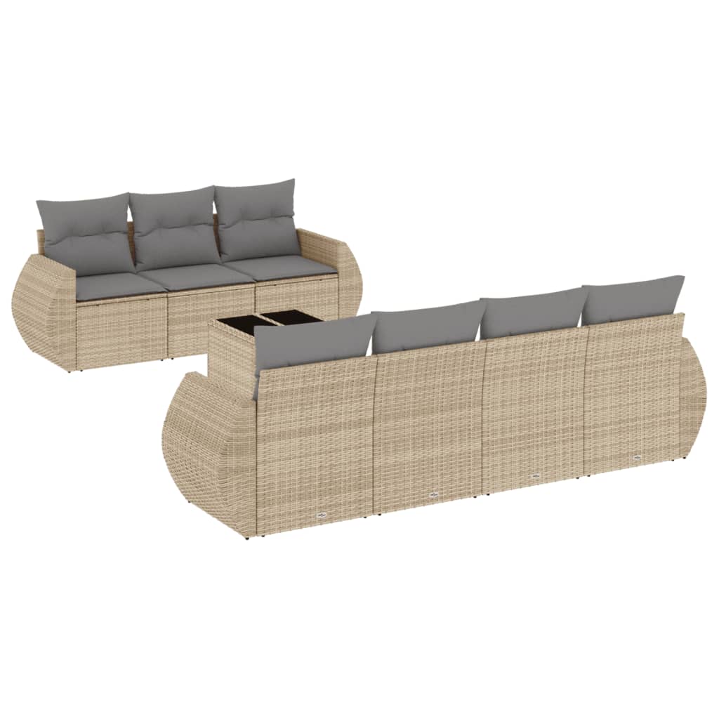 sofasæt til haven 8 dele med hynder polyrattan beige