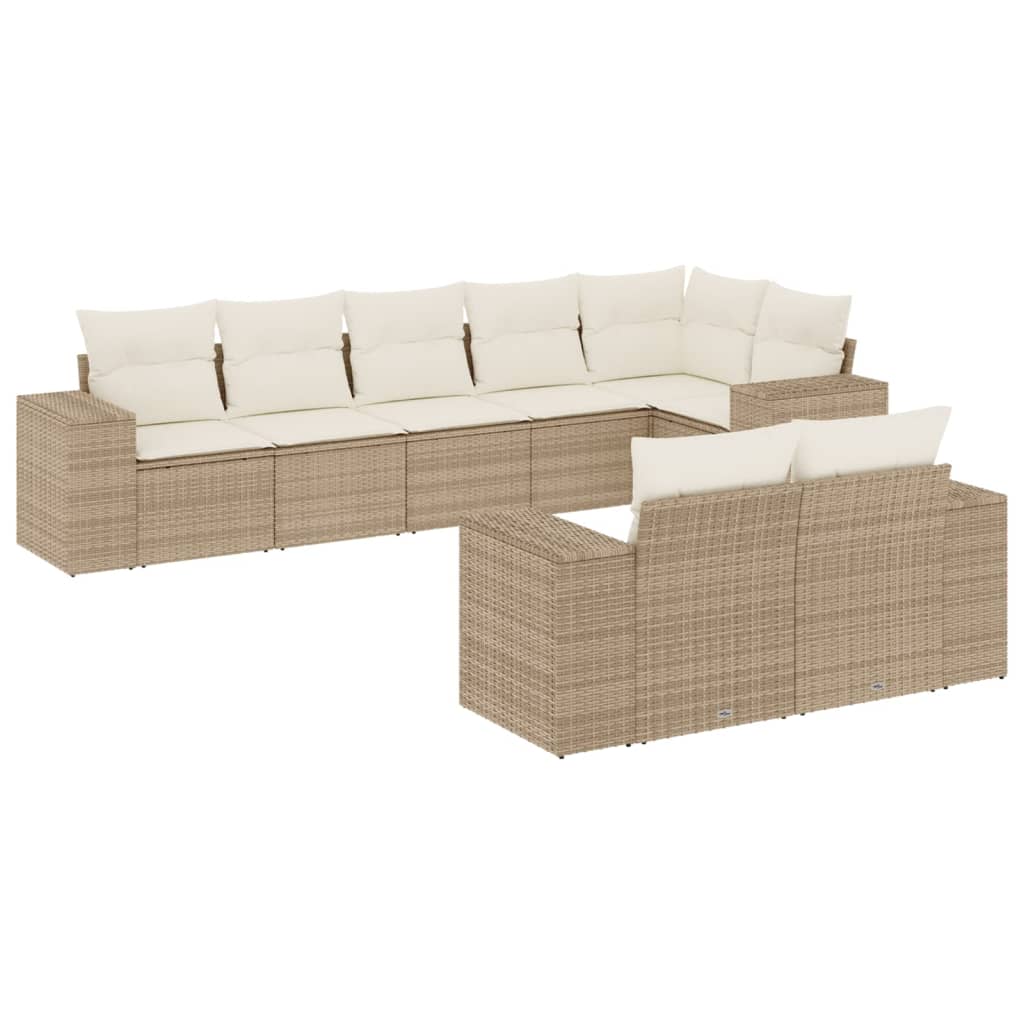 sofasæt til haven 8 dele med hynder polyrattan beige