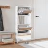 skoskab med spejl og 4 hylder 63x17x134 cm hvid højglans