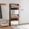 skoskab med spejl 4 hylder 63x17x134 cm røget egetræ