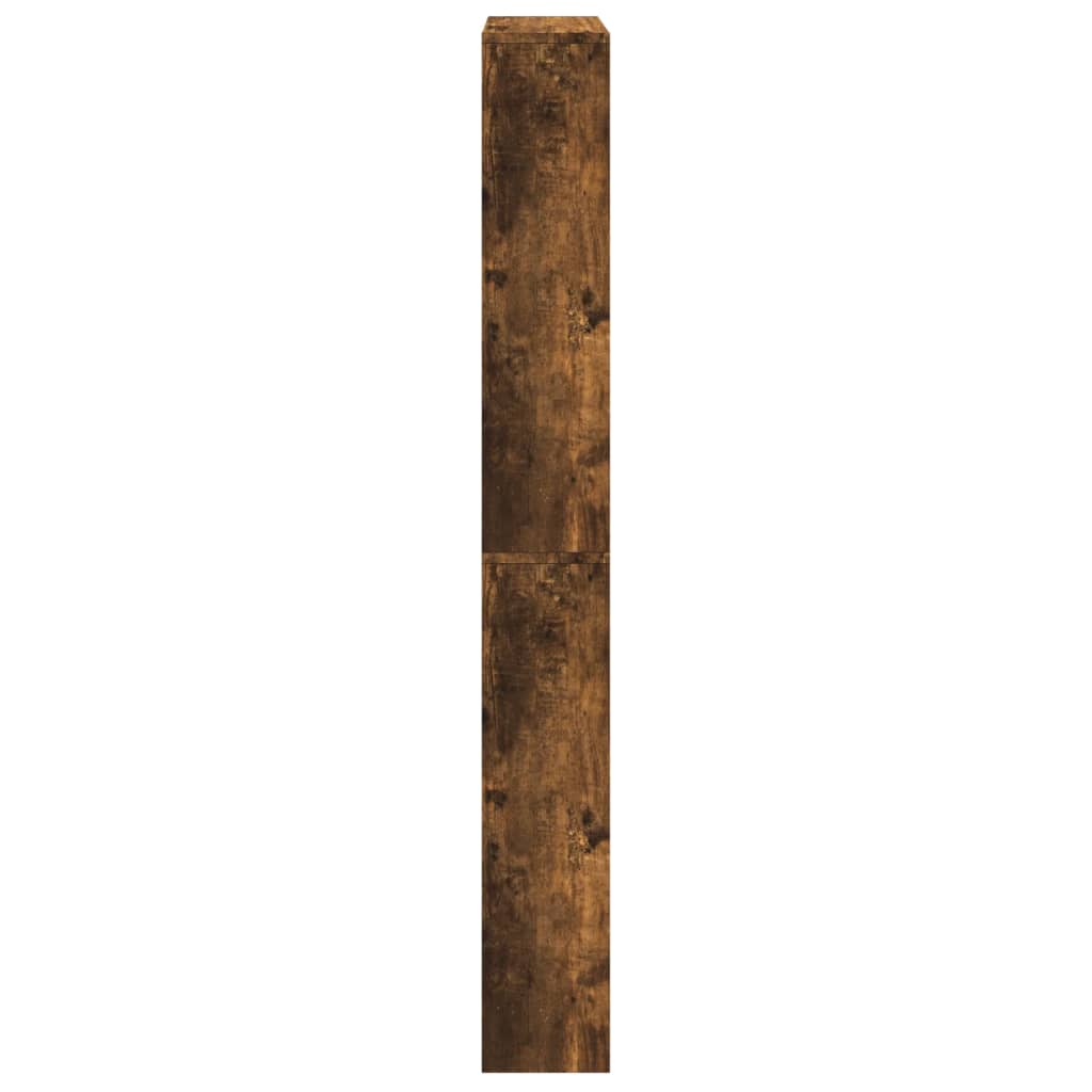 skoskab med spejl 4 hylder 63x17x134 cm røget egetræ