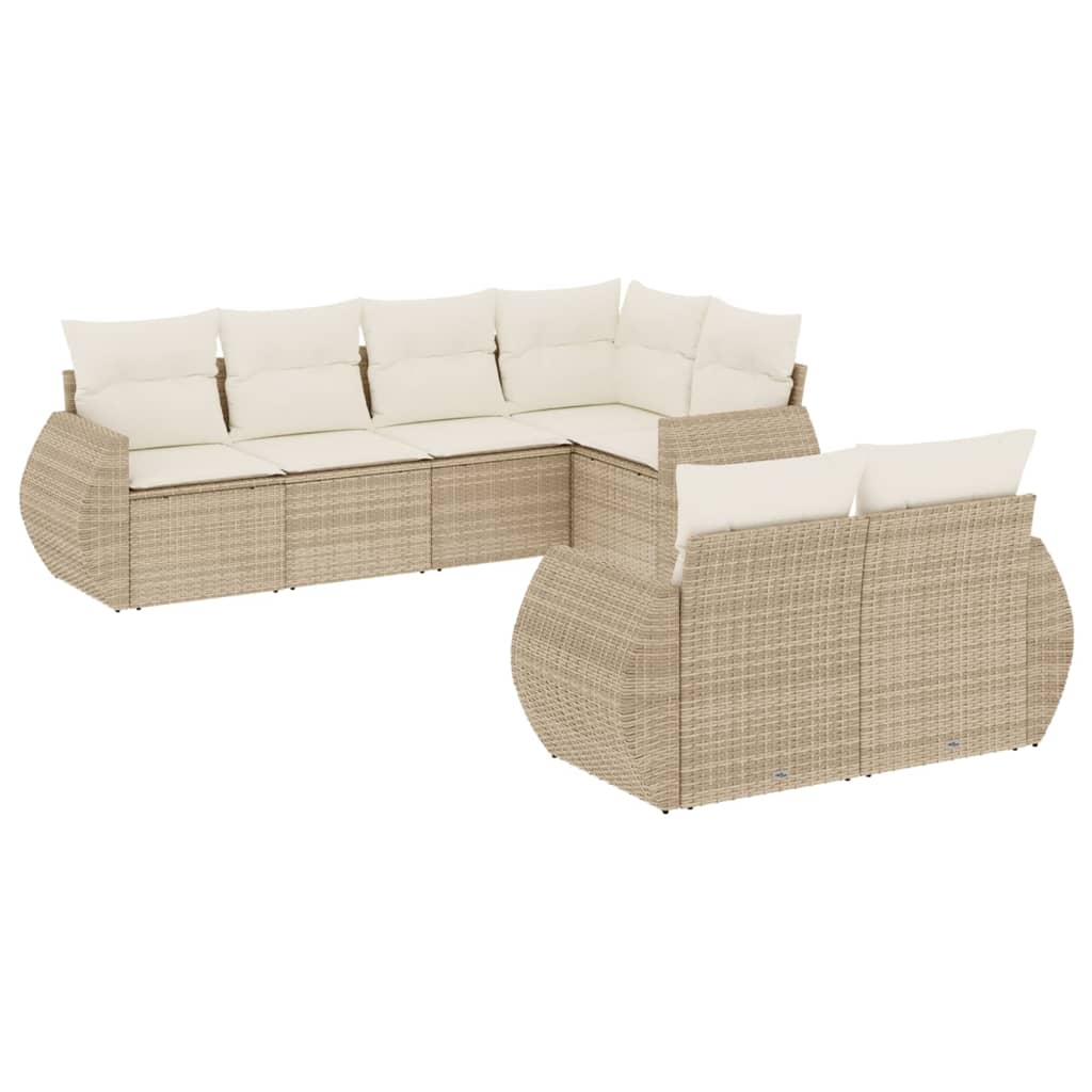 sofasæt til haven 7 dele med hynder polyrattan beige