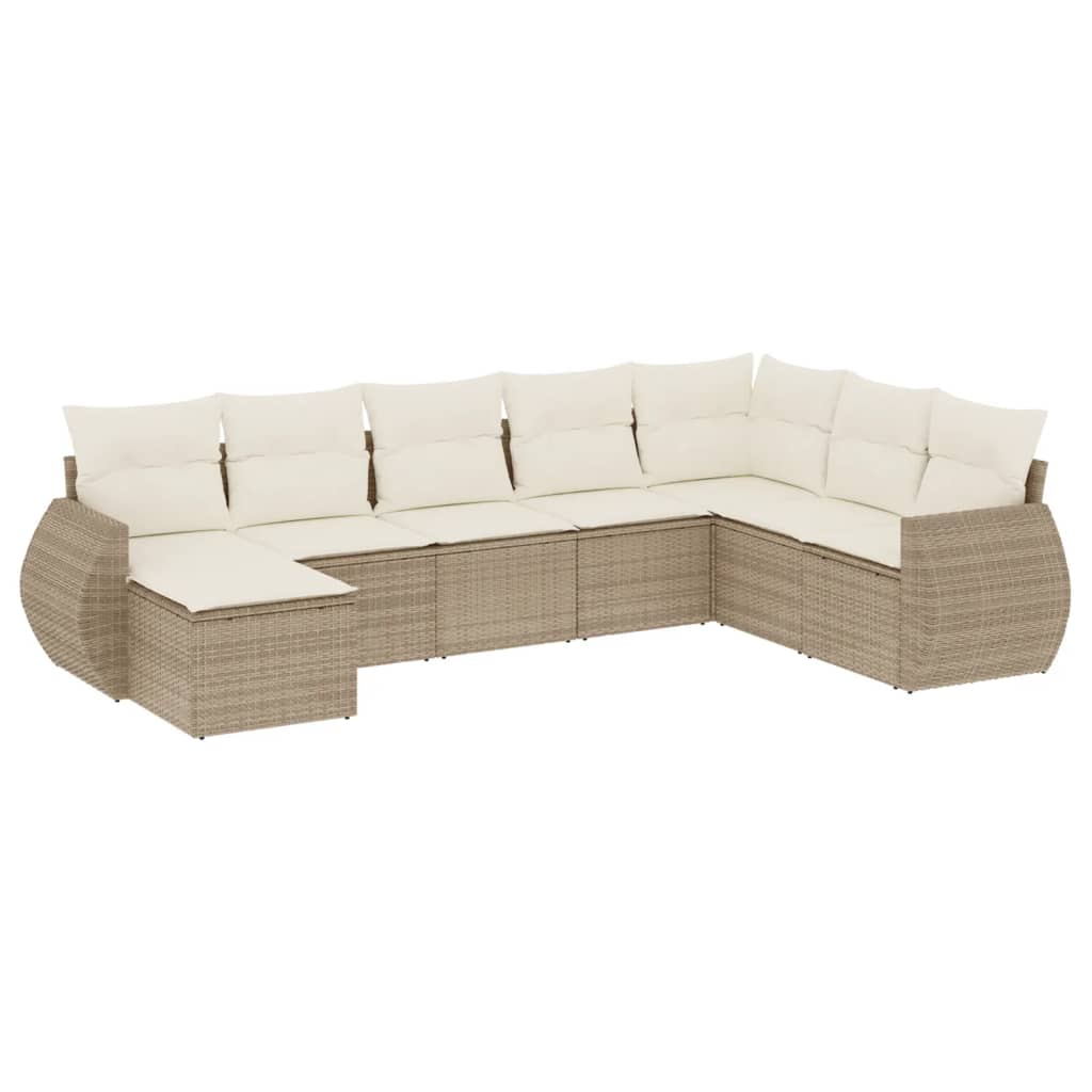 sofasæt til haven 8 dele med hynder polyrattan beige