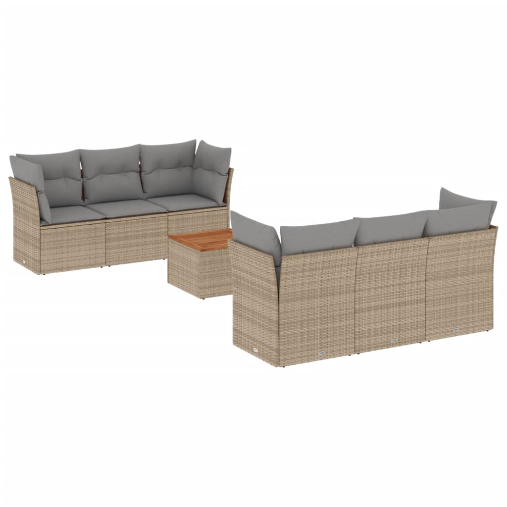 havesofasæt 7 dele med hynder polyrattan beige