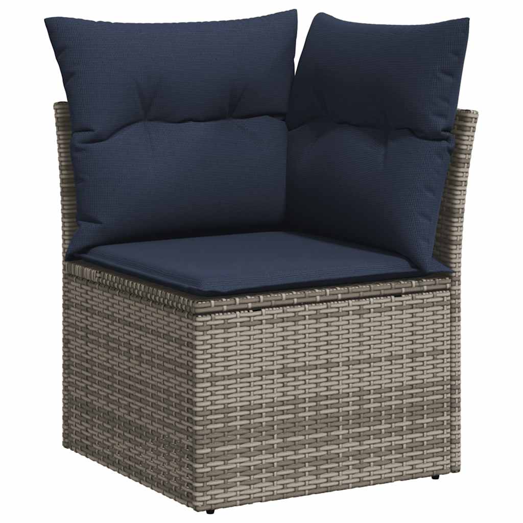 loungesæt til haven 11 dele med hynder polyrattan grå
