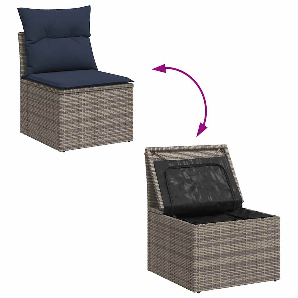 loungesæt til haven 11 dele med hynder polyrattan grå