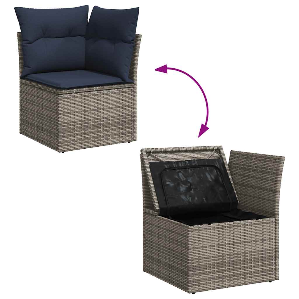 loungesæt til haven 11 dele med hynder polyrattan grå