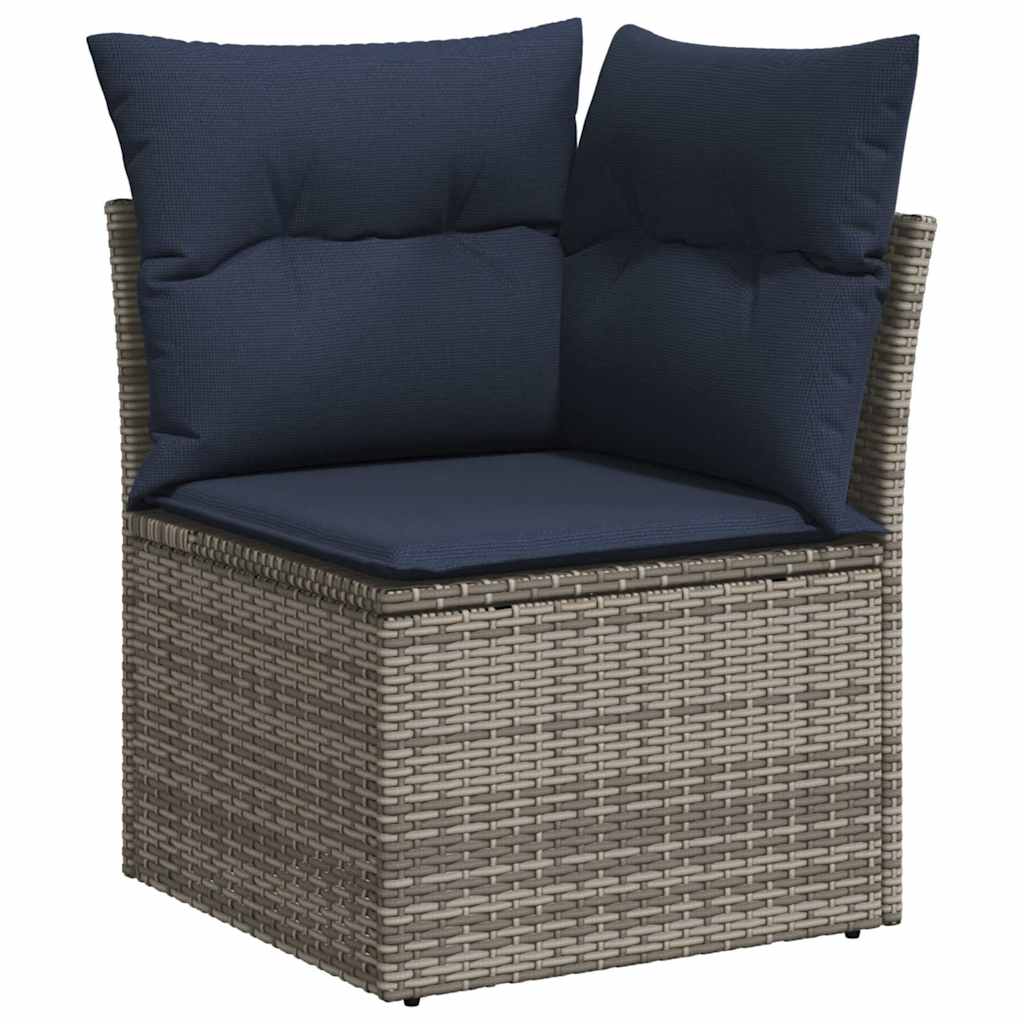 loungesæt til haven 11 dele med hynder polyrattan grå