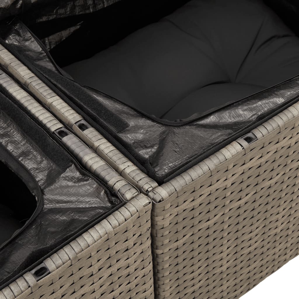 loungesæt til haven 11 dele med hynder polyrattan grå