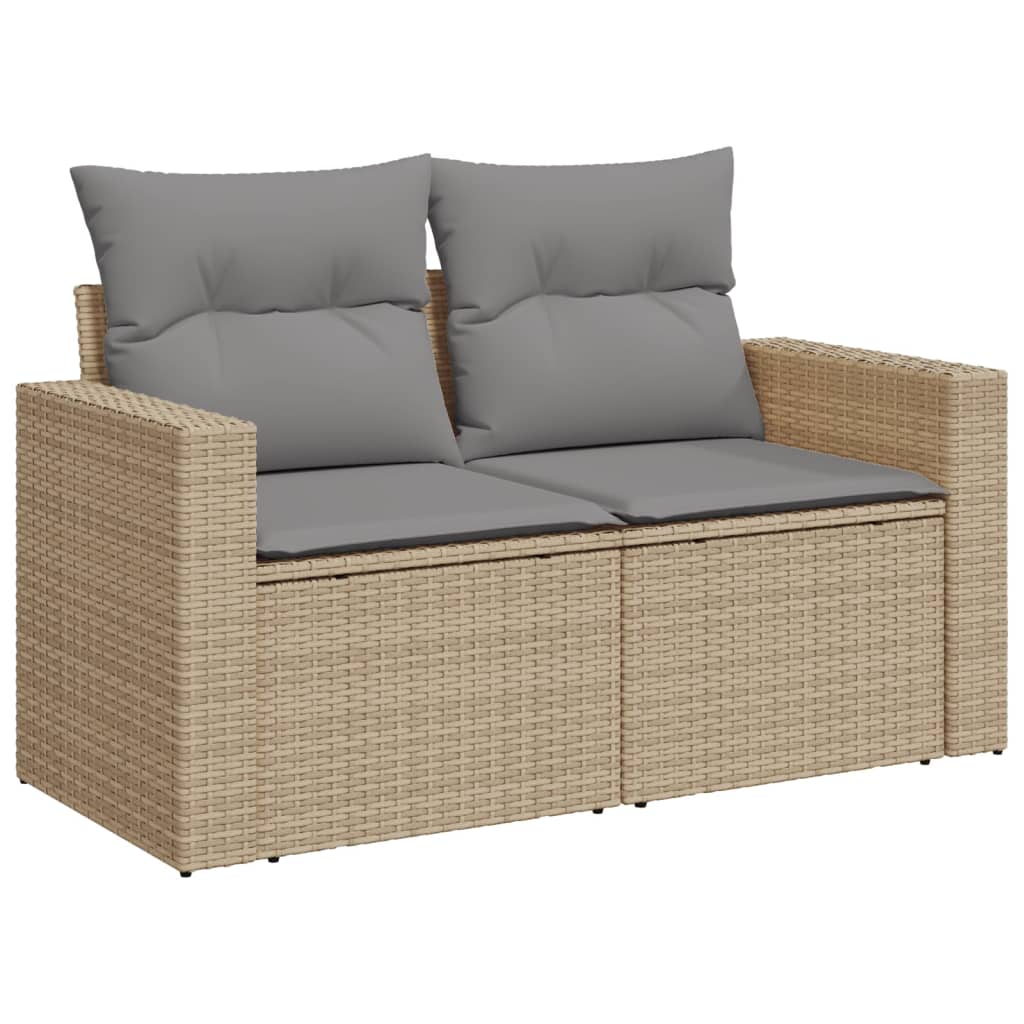 havesofasæt 10 dele med hynder polyrattan beige