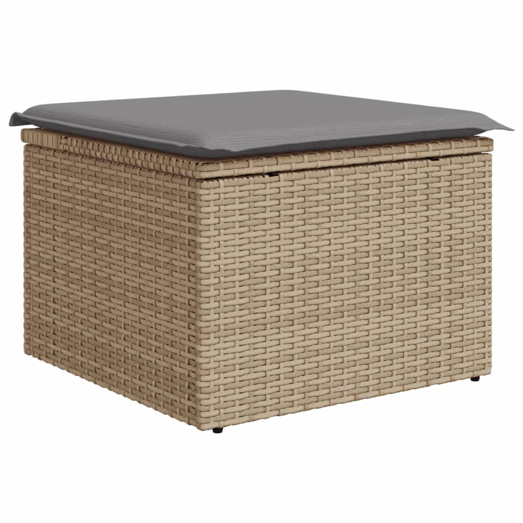 havesofasæt 10 dele med hynder polyrattan beige