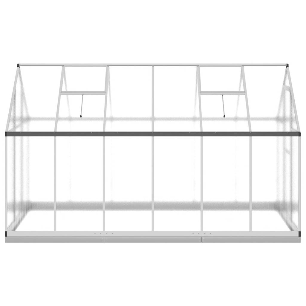 drivhus med fundamentramme 334x169x202 cm aluminium sølvfarvet