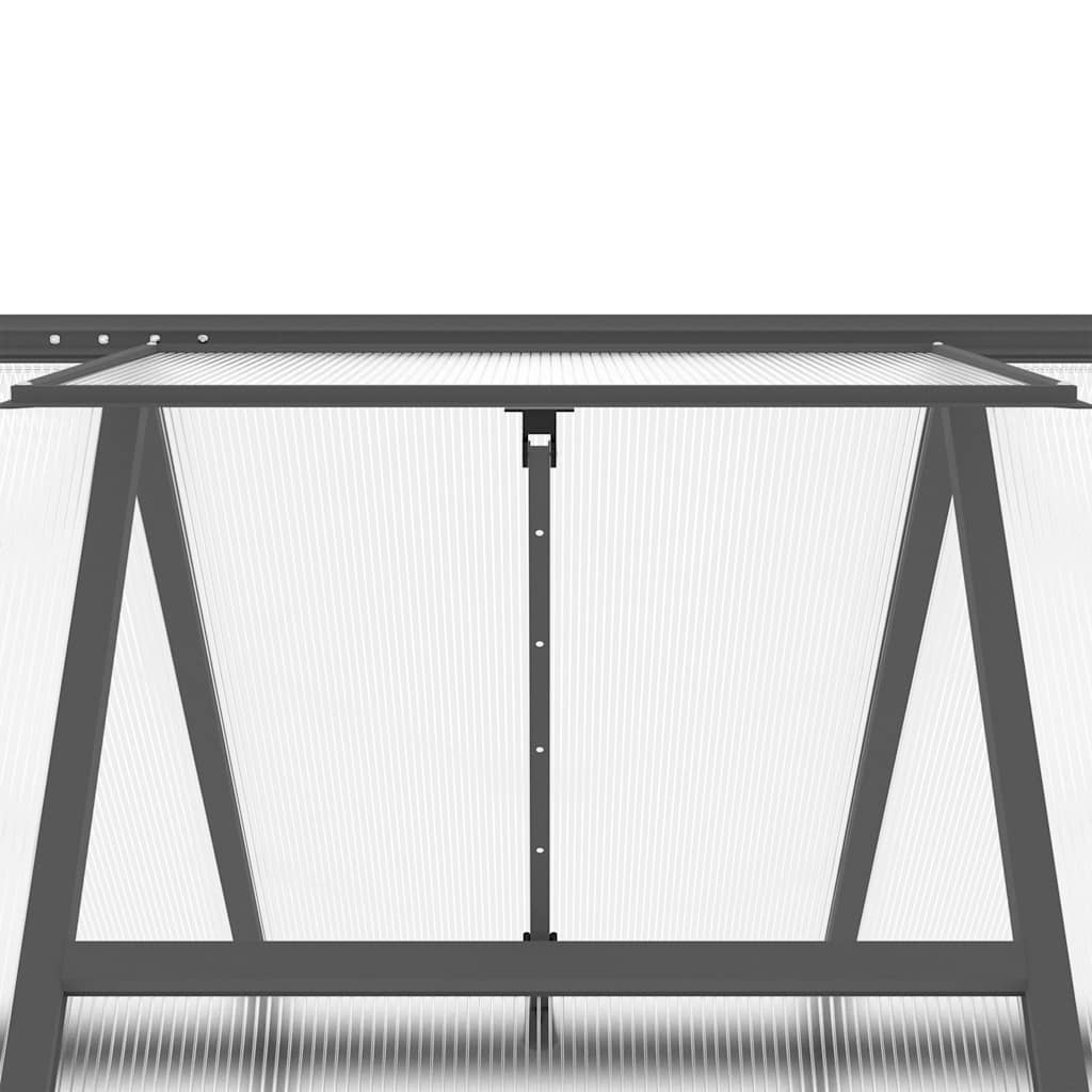 drivhus med fundamentramme 445x169x195 cm aluminium antracitgrå