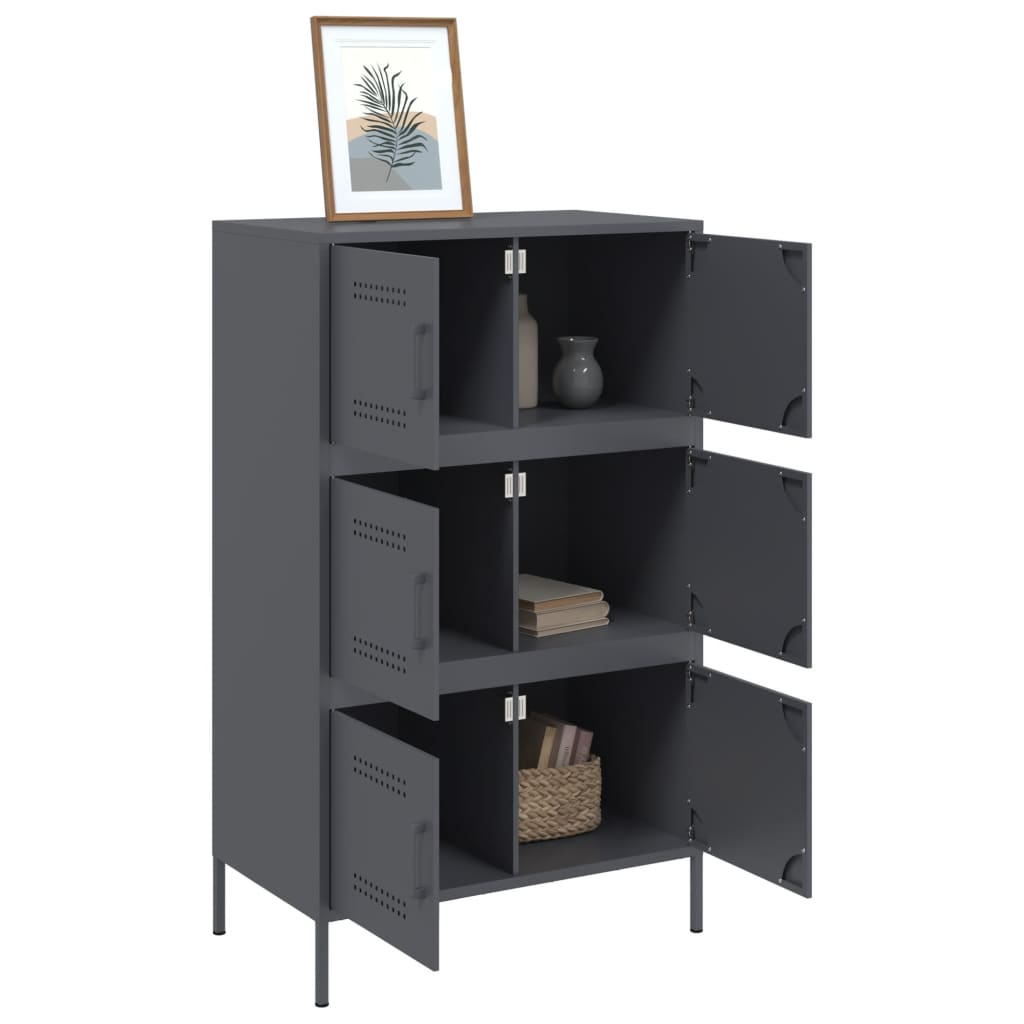 højskab 68x39x113 cm stål antracitgrå