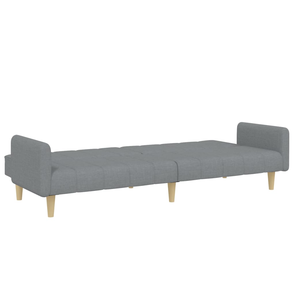 2-personers sovesofa med fodskammel stof lysegrå