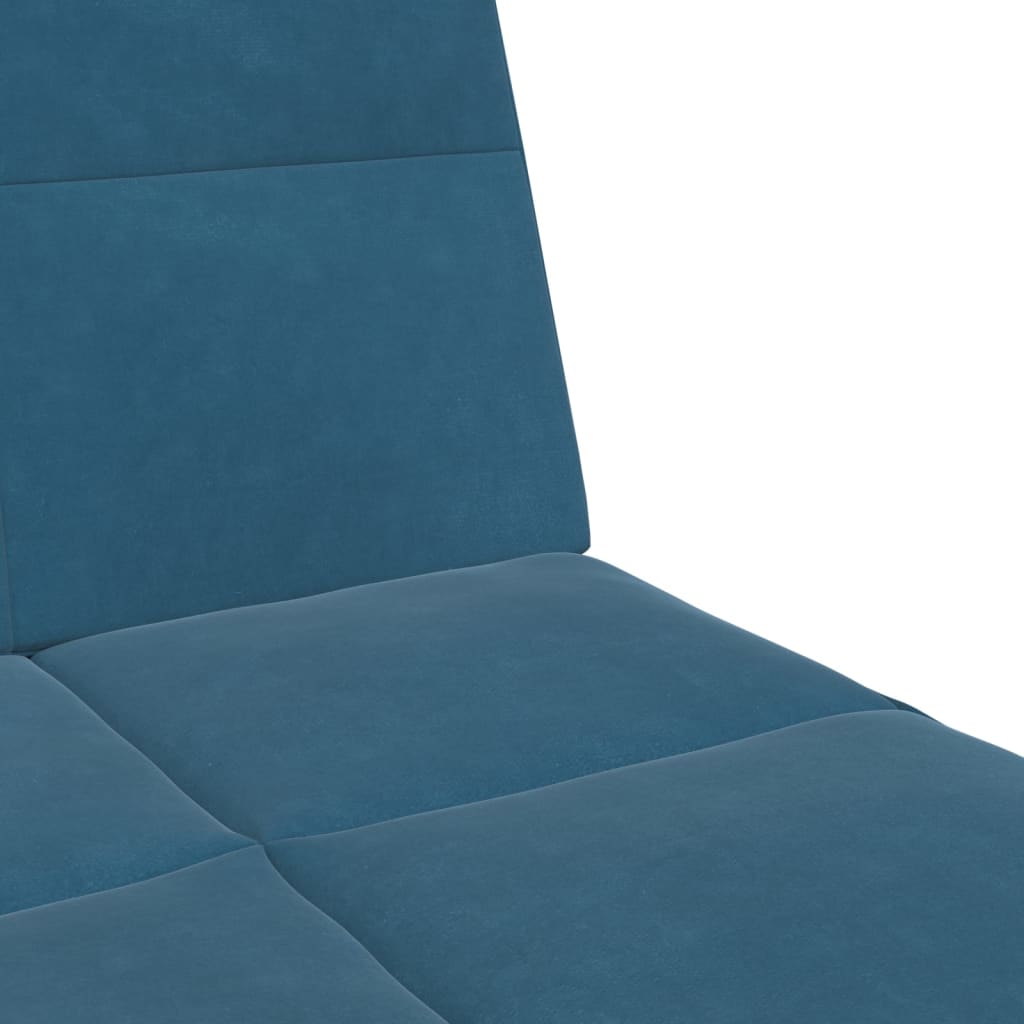 2-personers sovesofa med fodskammel velour blå
