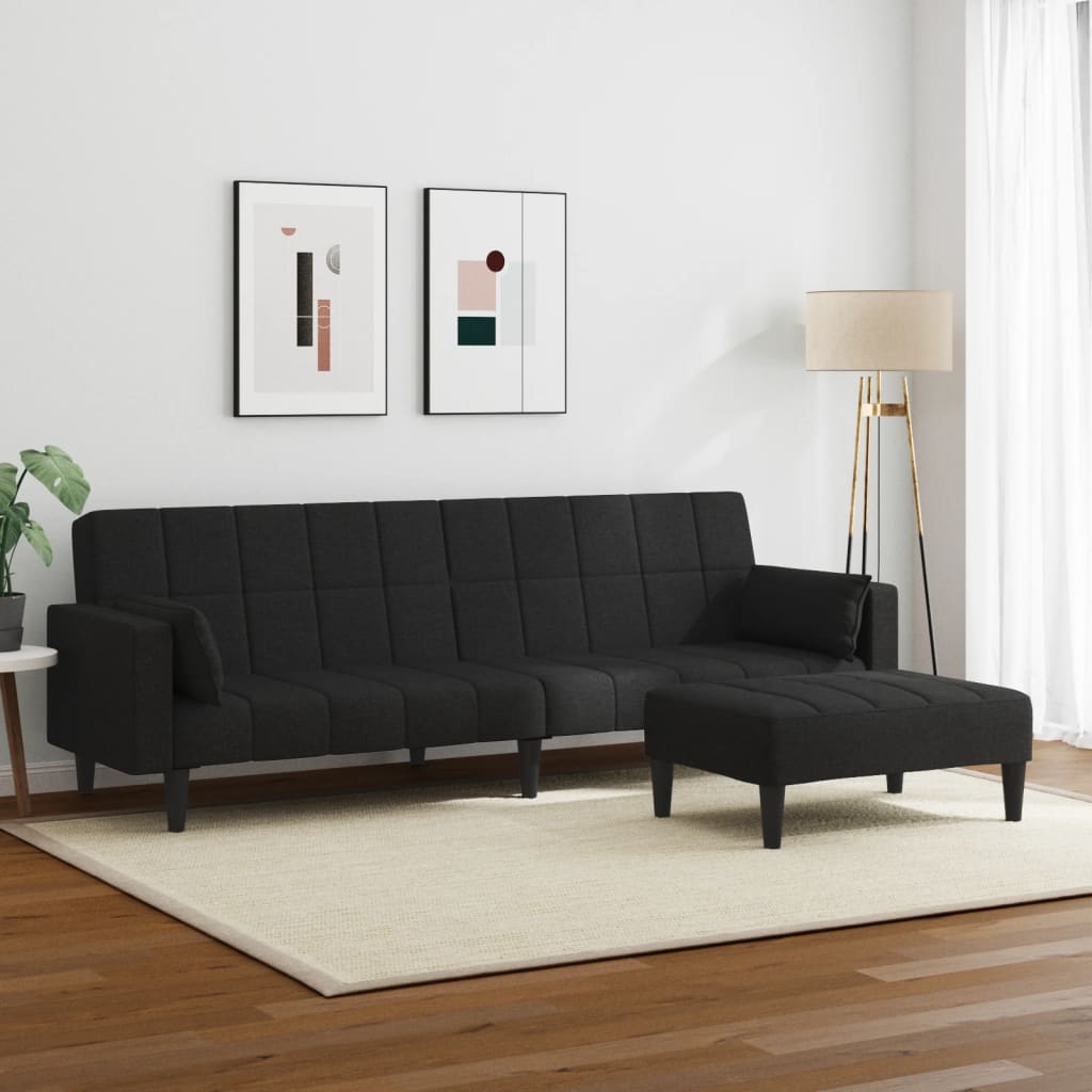 2-personers sovesofa med fodskammel stof stof