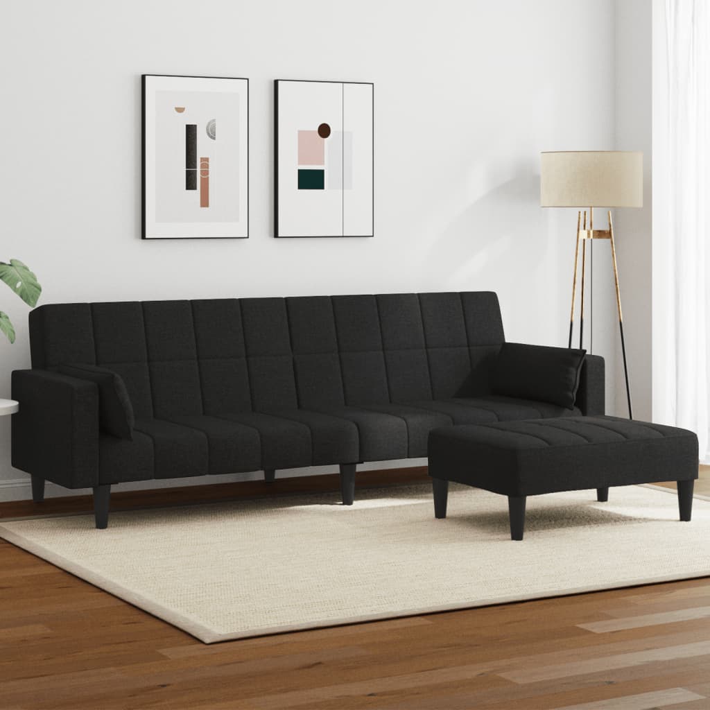 2-personers sovesofa med fodskammel stof stof