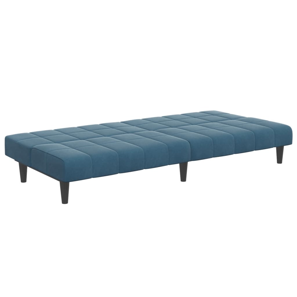 2-personers sovesofa med fodskammel velour blå
