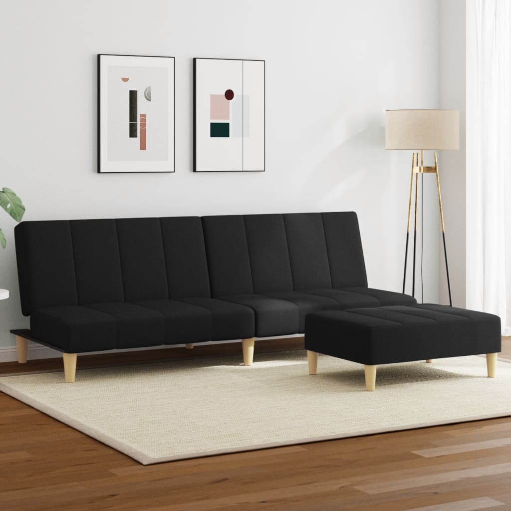 2-personers sovesofa med fodskammel stof stof