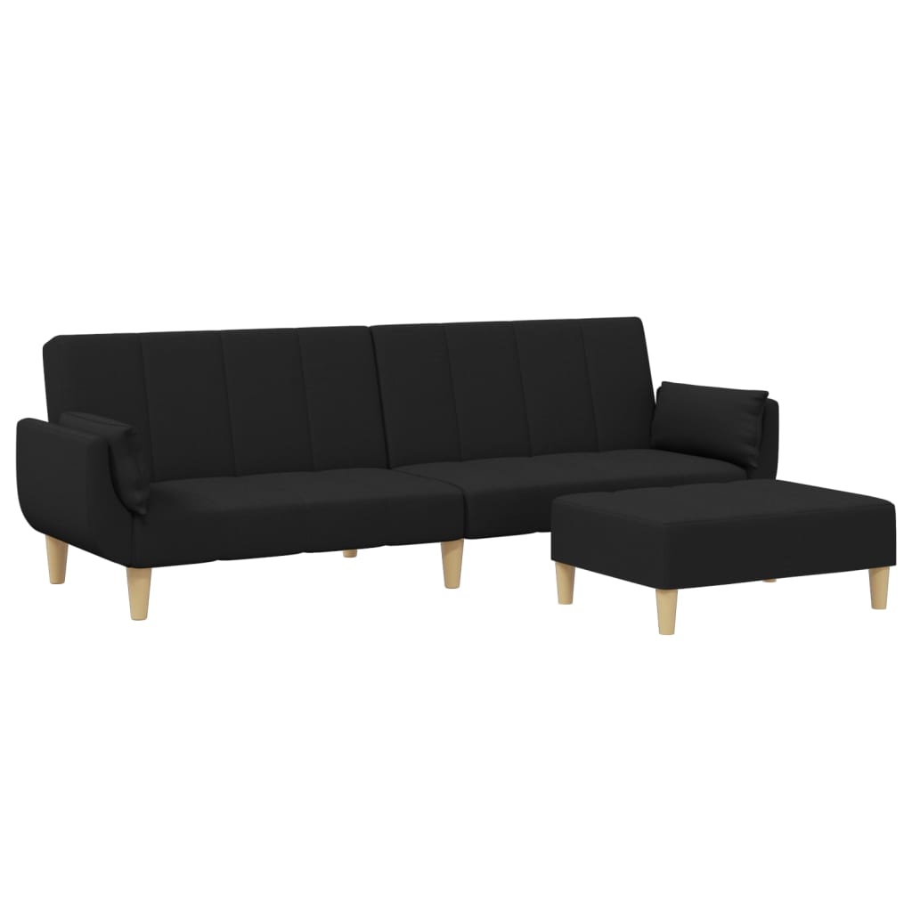 2-personers sovesofa med fodskammel stof stof