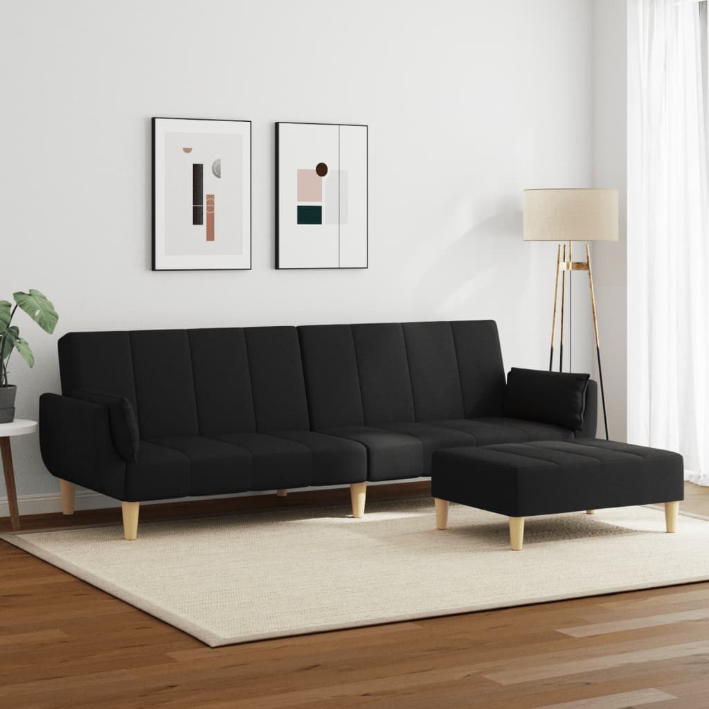 2-personers sovesofa med fodskammel stof stof
