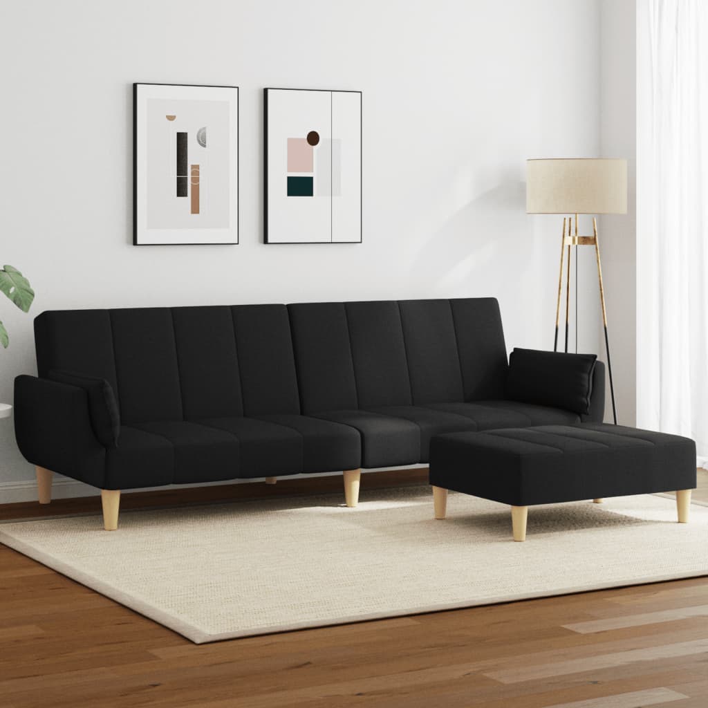 2-personers sovesofa med fodskammel stof stof