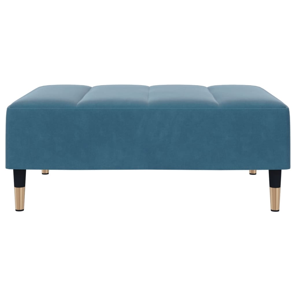 2-personers sovesofa med fodskammel velour blå