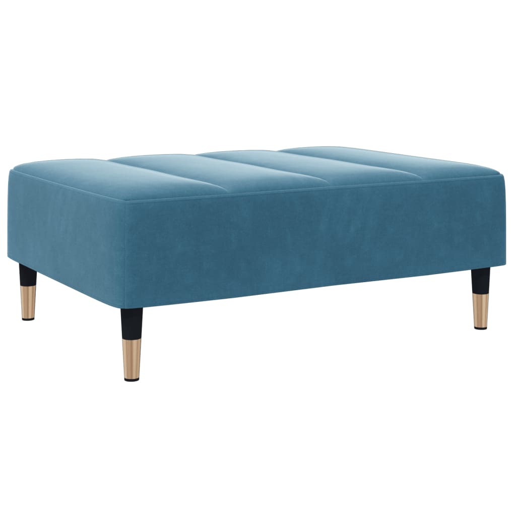 2-personers sovesofa med fodskammel velour blå
