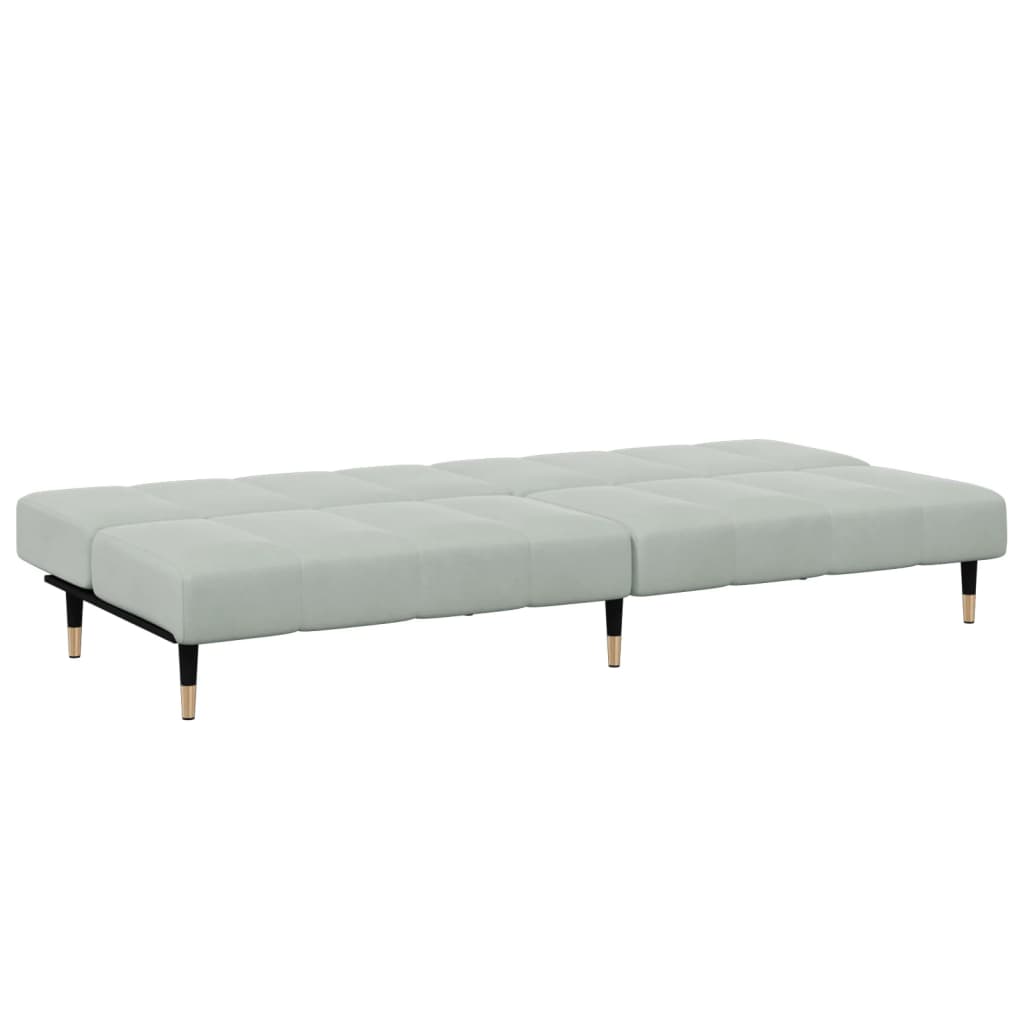 2-personers sovesofa med fodskammel velour lysegrå