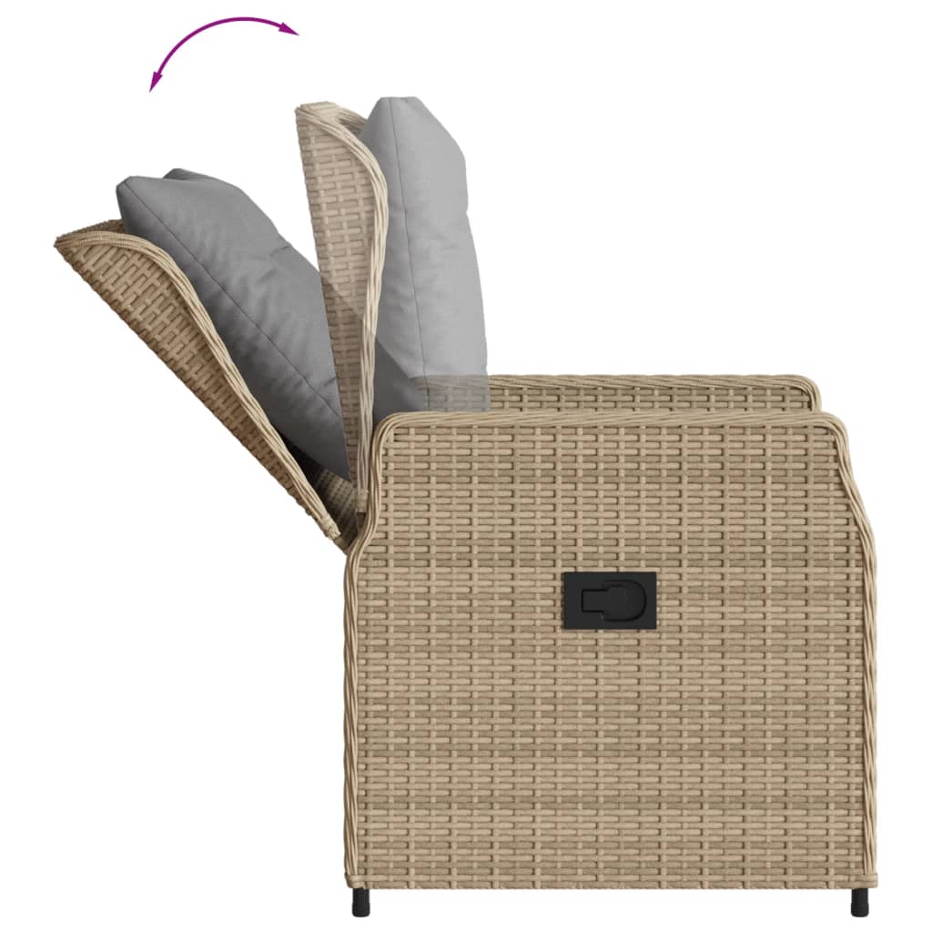 bistrosæt til haven 3 dele med hynder polyrattan beige