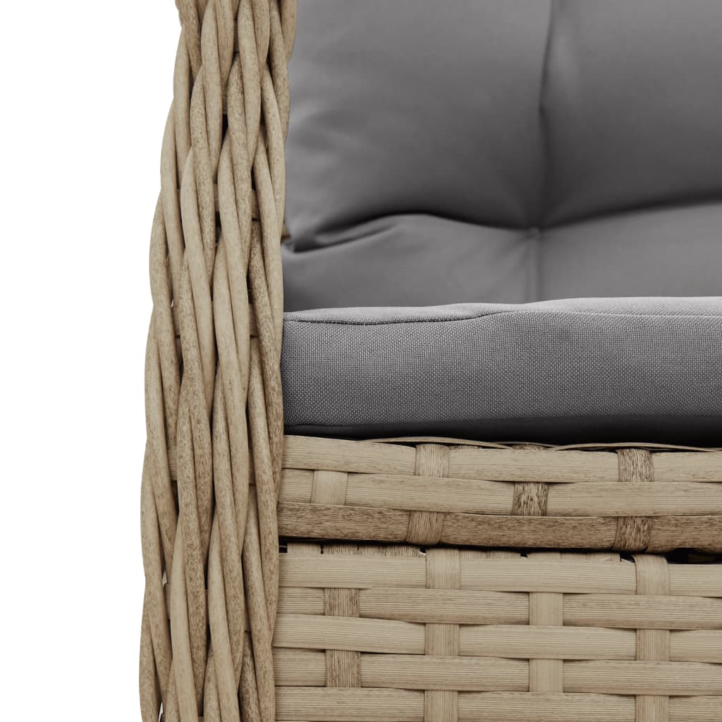 bistrosæt til haven 3 dele med hynder polyrattan beige