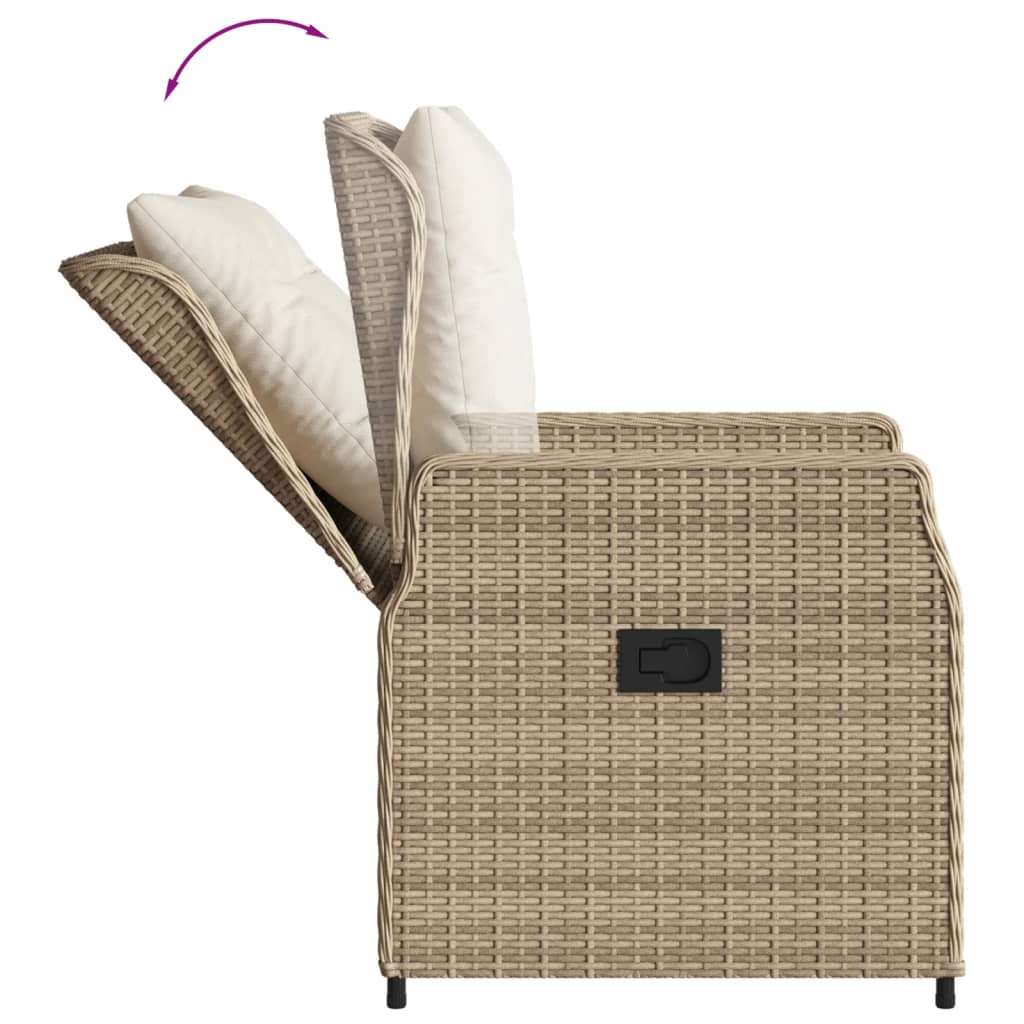 bistrosæt til haven 3 dele med hynder polyrattan beige