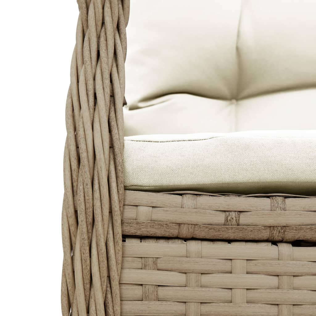 bistrosæt til haven 3 dele med hynder polyrattan beige