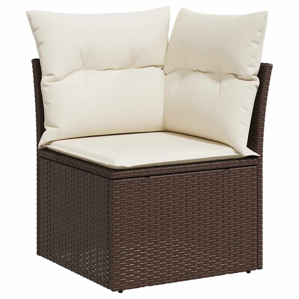 loungesæt til haven 11 dele med hynder polyrattan brun