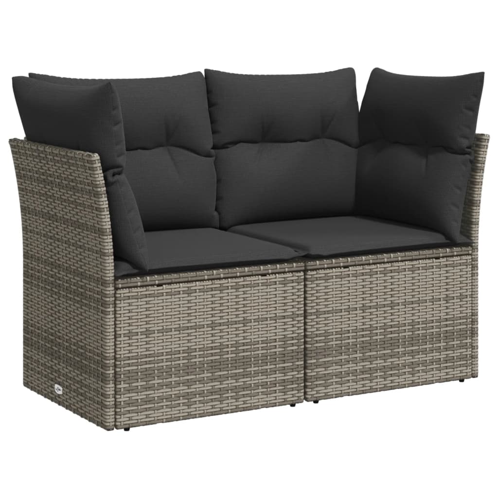 loungesæt til haven 11 dele med hynder polyrattan grå