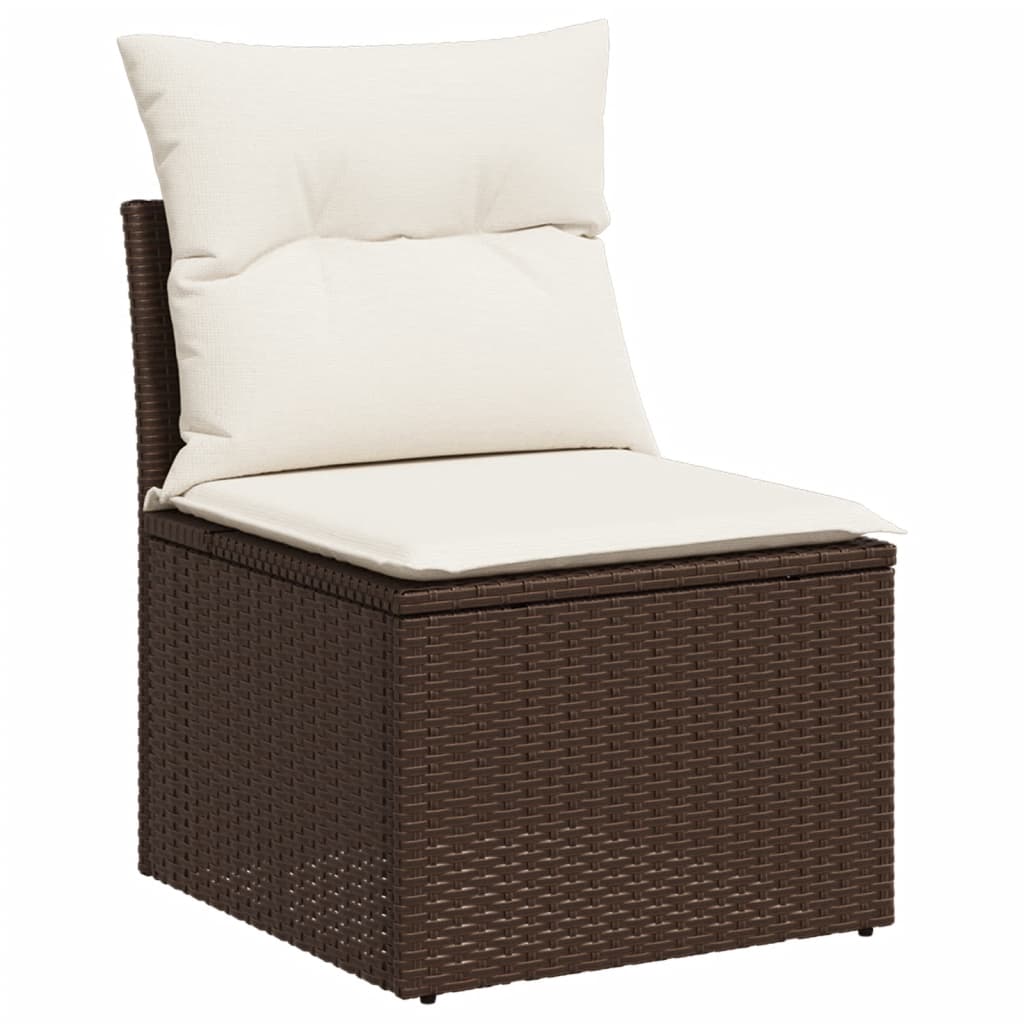 loungesæt til haven 11 dele med hynder polyrattan brun