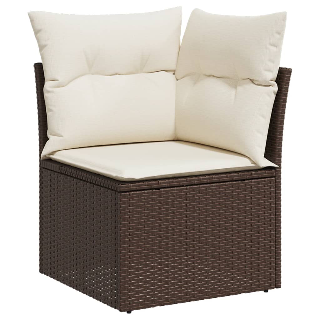 loungesæt til haven 11 dele med hynder polyrattan brun