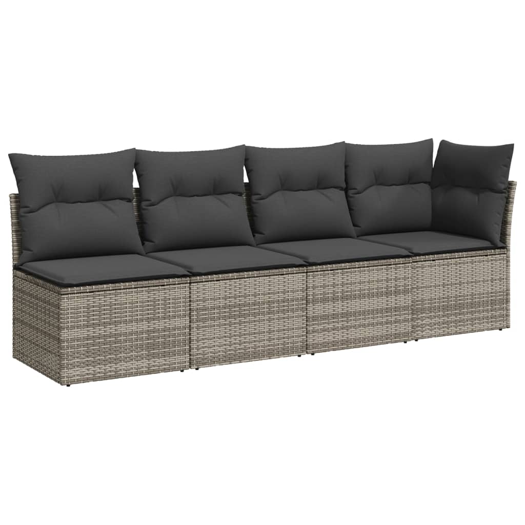 loungesæt til haven 11 dele med hynder polyrattan grå